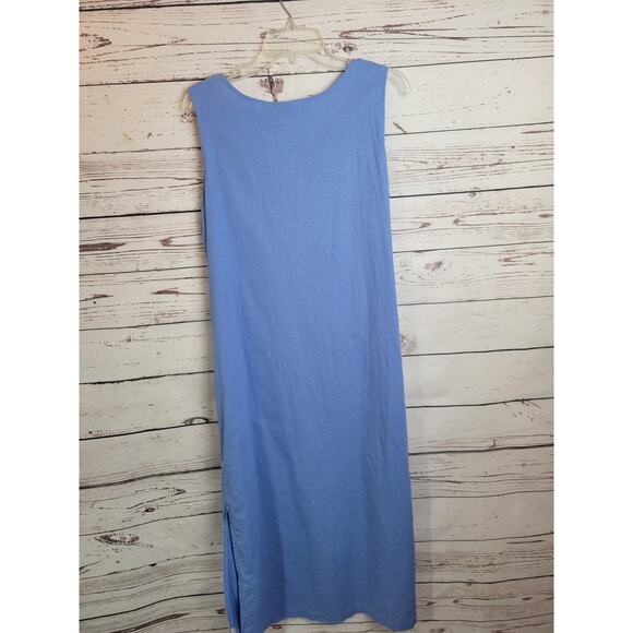 Vtg Jane Ashley Blue Floral Embroidered Linen Blend Shirt & Dress Size Large - Picture 13 of 15